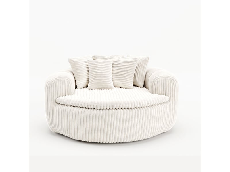 Fauteuil lounge 1 place 145 x 133 x 59 cm en velours côtelé beige, avec assise profonde, accoudoirs et 5 coussins DJ-W3463P5032758-ZMS - Conforama A