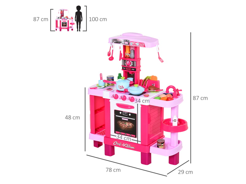 Cuisine pour enfant recettes jeu d'imitation 38 accessoires inclus sons et lumières polypropylène rose - Conforama C