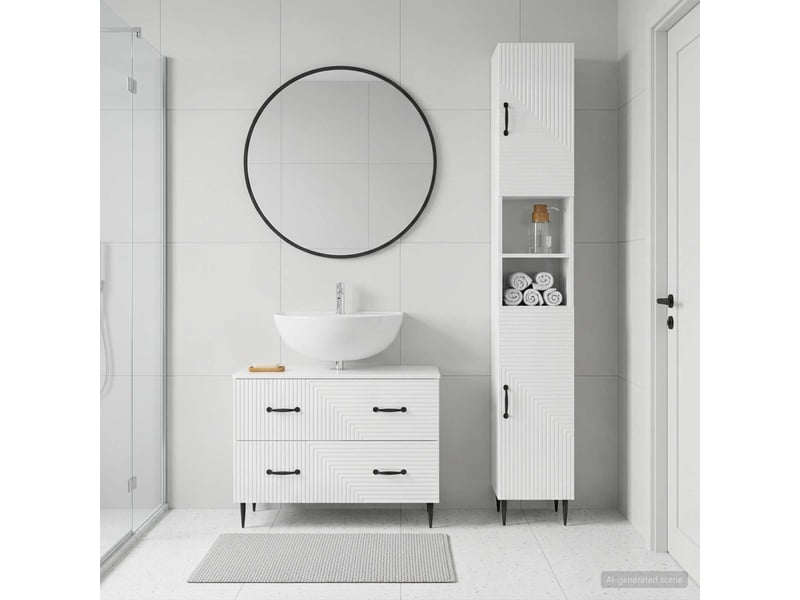 Ensemble de 2 meubles de salle de bain haarlem blanc brillant cf63152 - Conforama B