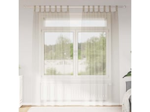 Lot de 2 rideaux en voile, voilage couleur sable 260 x 140 cm polyester cf43892