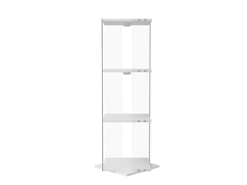  Vitrine tournante - 38x38x121cm - 360° avec 3 niveaux, étagères en verre, éclairage tactile tap light - blanc  - Conforama A