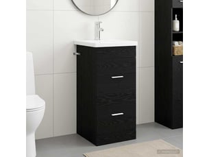 Meuble salle de bain avec évier, meuble de rangement chêne noir 42x40x84.5 cm shl9317