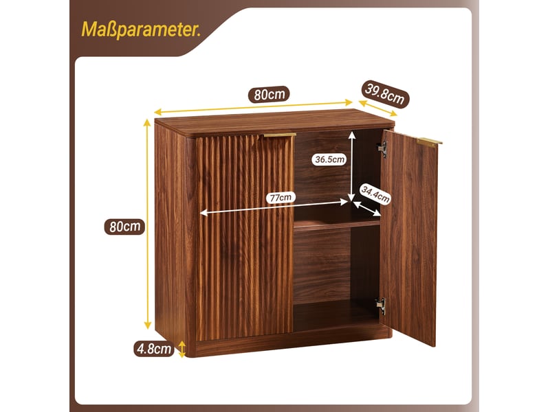 Buffet 80x40x80 cm, style moderne, avec espace de rangement réglable, meuble tv bas, armoire salon, aggloméré, marron - Conforama C