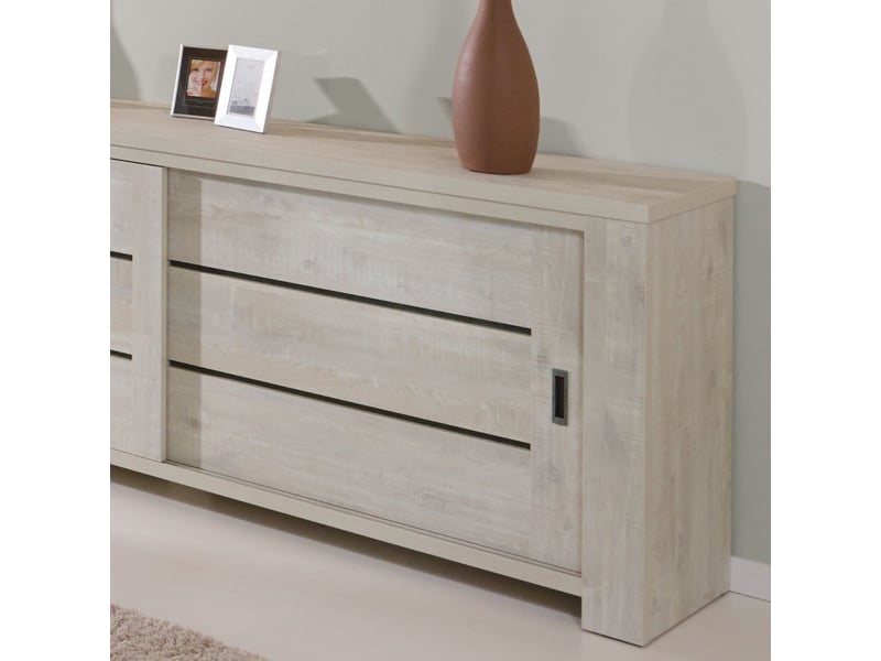 Buffet 2 portes coulissantes finition bois cérusé blanchi - josie JOSIE - Conforama E