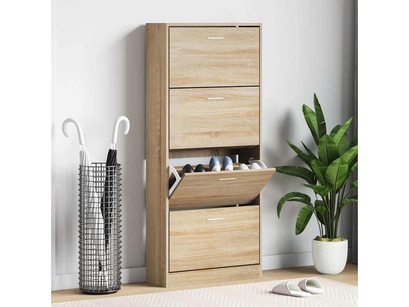  Meuble à chaussure, armoire à chaussures chêne sonoma 63x24x147cm bois d'ingénierie  - Conforama B