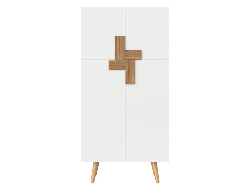  Buffet haut meuble de cuisine 4 portes avec étagères réglables 60x35x120 cm blanc  - Conforama A