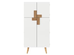 Buffet haut meuble de cuisine 4 portes avec étagères réglables 60x35x120 cm blanc