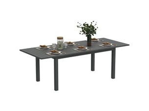 Table de jardin extensible en aluminium, 160220 x 90 cm, résistante aux intempéries, table de balcon, antidérapante, table de buffet, grise