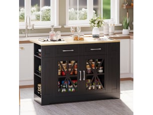 Îlot de cuisine mobile 120x40(65)x92 cm noir et naturel avec table rabattable