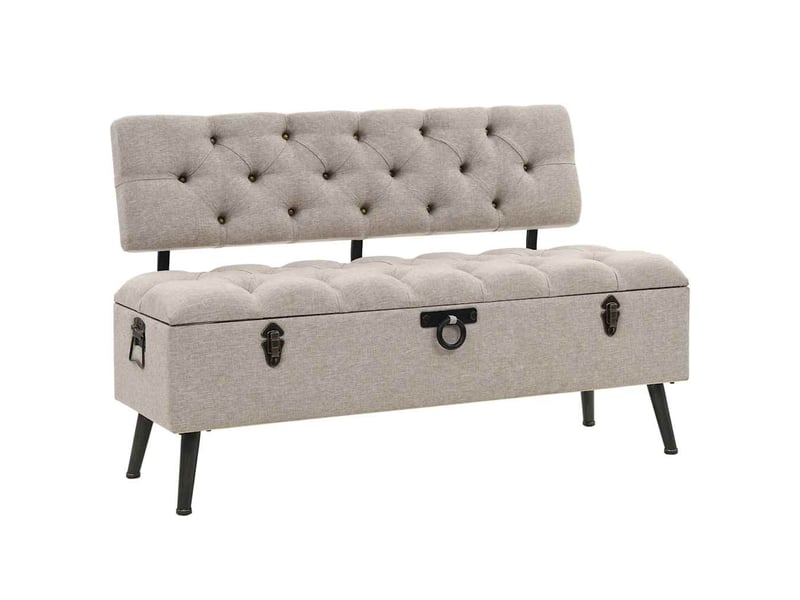  Banc chambre, banc de rangement avec dossier 110 cm crème tissu shl58733  - Conforama B