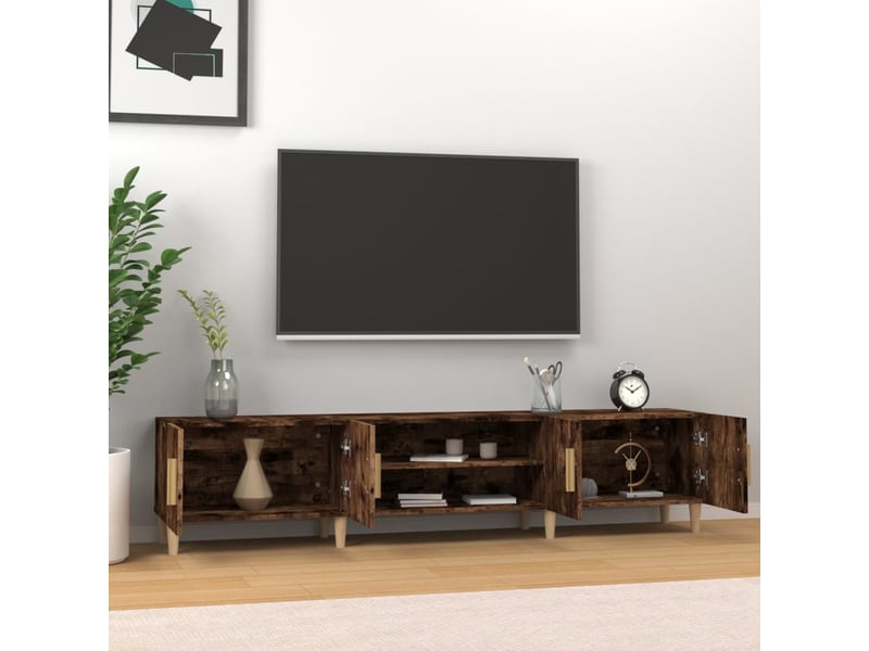  Meuble tv - banc tv - meuble de rangement chêne fumé 180x31,5x40 cm bois d'ingénierie  - Conforama C