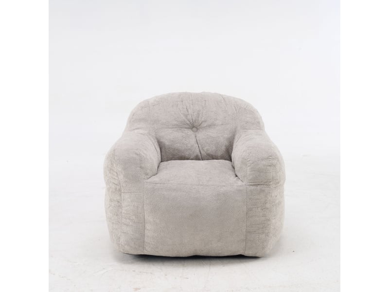  Pouf modulable accoudoirs intégrés revêtement en fausse fourrure gris clair garnissage déchiqueté haute résilience rembourrage pré-rempli dossier enveloppant  - Conforama A