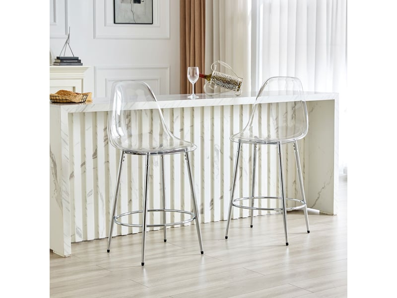 Lot de chaises 2 pièces transparent design suspendu pieds en métal argenté style minimaliste luxe moderne - Conforama A