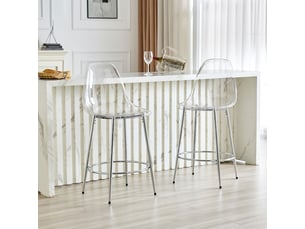 Lot de chaises 2 pièces transparent design suspendu pieds en métal argenté style minimaliste luxe moderne