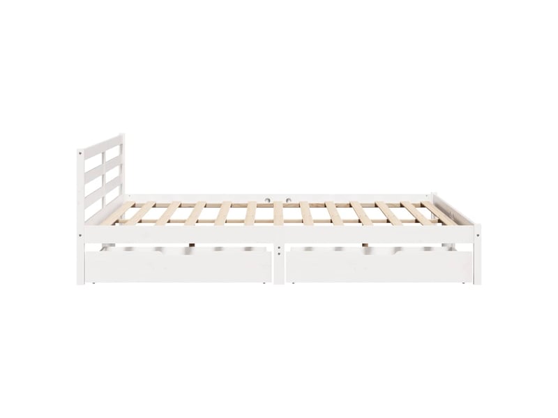  Lit double- lit adulte -  cadre de lit sans matelas blanc 200x200 cm bois massif de pin  - Conforama D