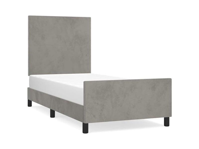  Lit simple- lit adulte -  cadre de lit sans matelas gris clair 80x200 cm velours  - Conforama A