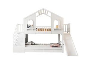 Lit superposé 90x200 cm <strong>MERAX</strong>  <strong>lit enfant blanc</strong> coloris blanc