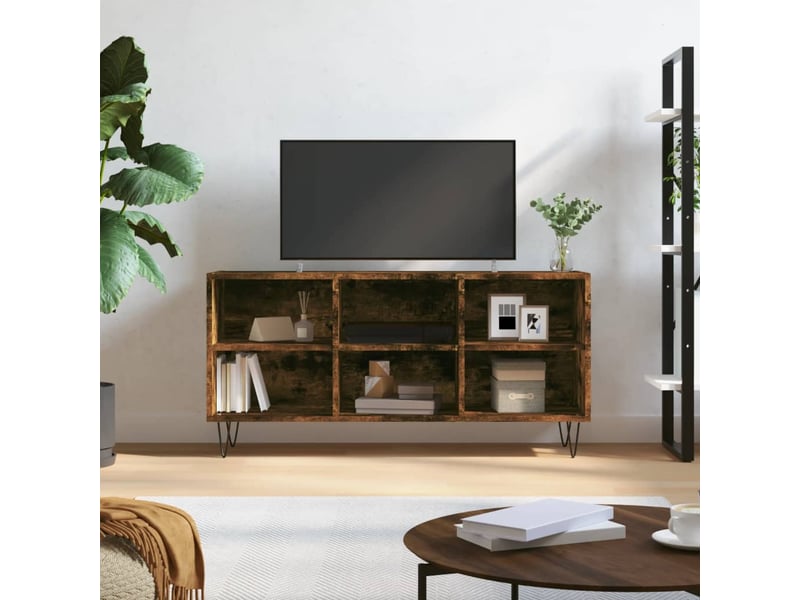  Meuble tv - banc tv - meuble de rangement chêne fumé 103,5x30x50 cm bois d'ingénierie  - Conforama B