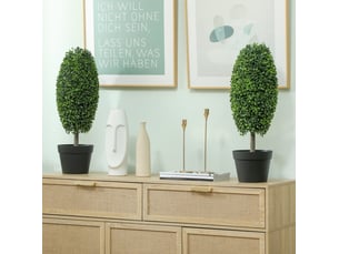 Lot de 2 plantes artificielles vertes 60 cm en plastique, feuillage résistant aux uv pour intérieur et extérieur