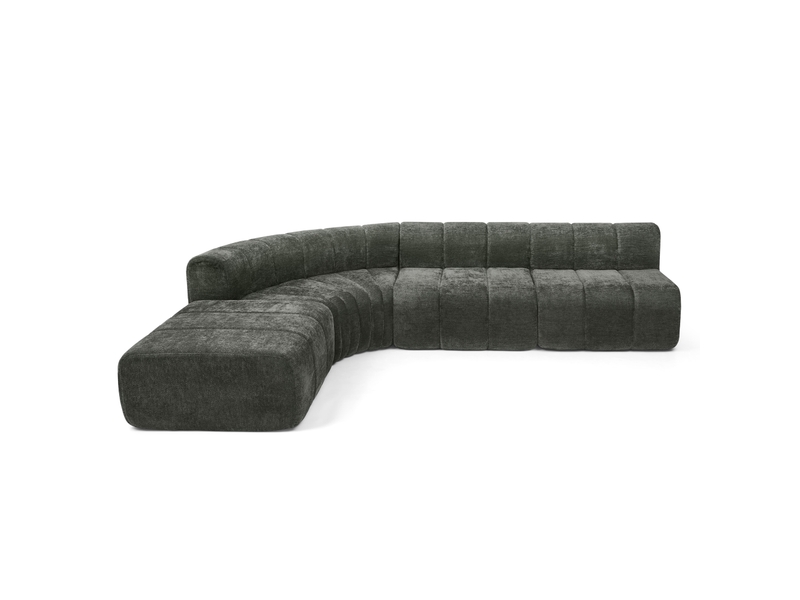  Canapé d’angle modulable 4 places noir, modules combinables avec poufs multifonctions  - Conforama A