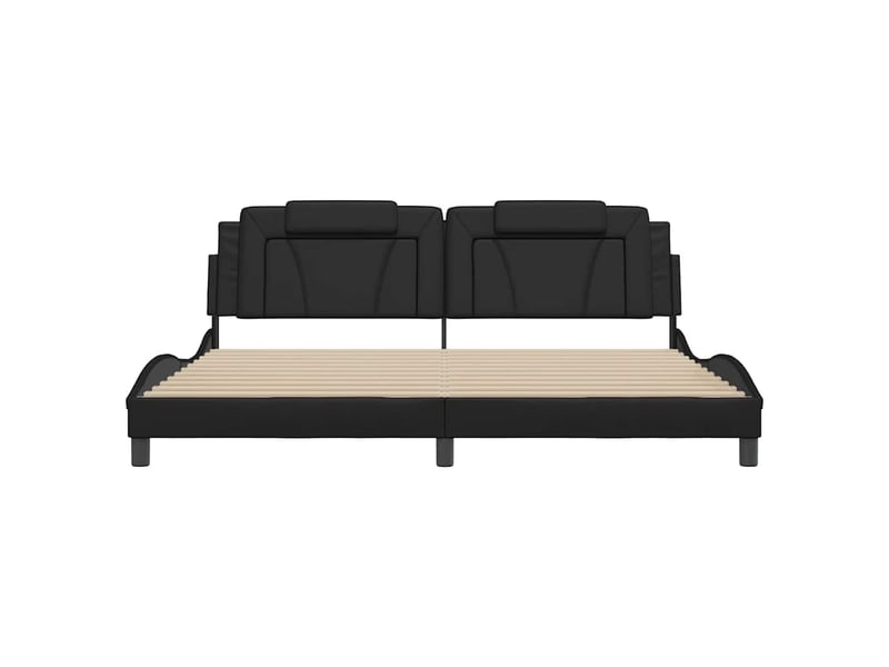  Lit double- lit adulte -  cadre de lit viana sans matelas noir 200x200 cm similicuir  - Conforama C