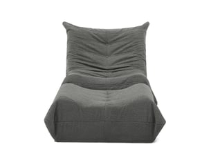 Fauteuil lazy gris en tissu bouclette avec repose-pieds, dossier et mousse haute résilience pour se détendre
