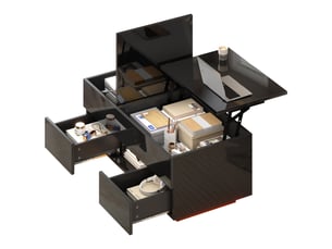 Table basse rectangulaire coloris noir <strong>KORFEE</strong> <strong></strong> - 45 cmx100 cm