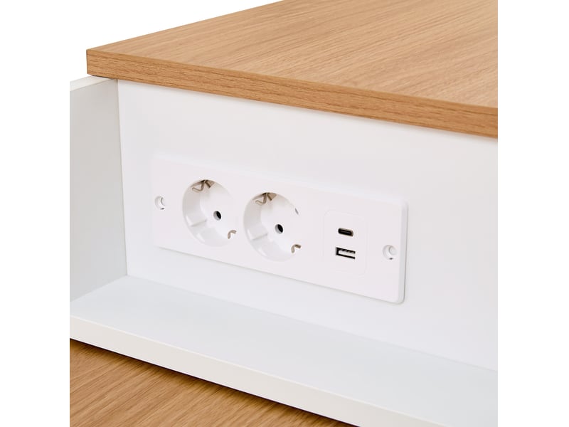  Îlot de cuisine 177x60x89,5 cm extensible panneau de particules blanc  - Conforama D