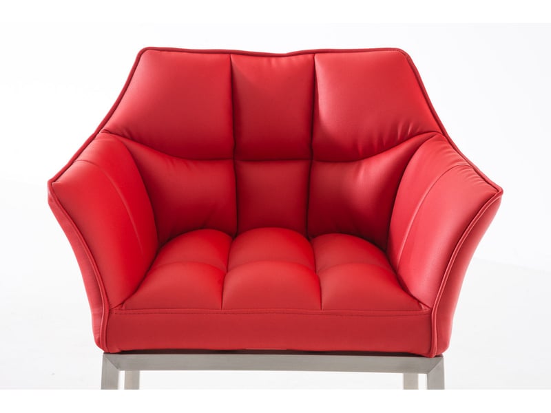  Tabouret de bar x1 en similicuir rouge avec structure en métal finition acier inoxydable hauteur d'assise 83 cm 10_0000987  - Conforama E