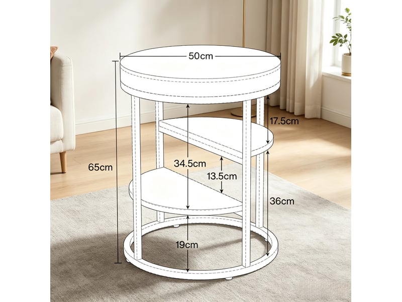  Table d'appoint ronde 3 niveaux 50 cm homvra  - Conforama E