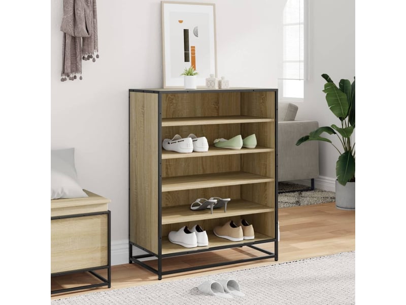  Meuble à chaussure, armoire à chaussures chêne sonoma bois d'ingénierie et métal shl9927  - Conforama C