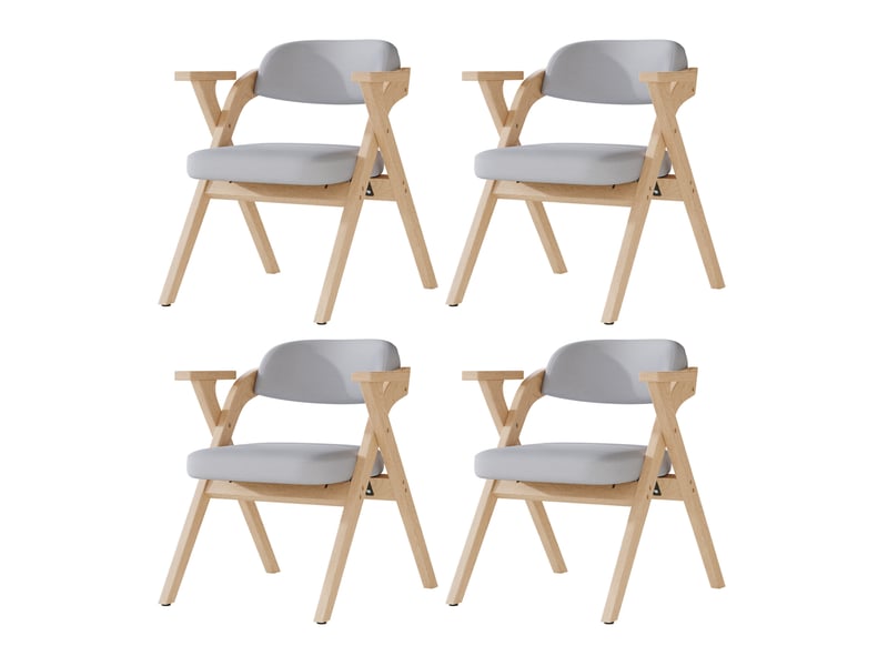  Lot de 6 chaises de salle à manger pliantes 64x67x76 cm, chaises de repas, chaises cuisine, assise confort, bois, lin gris  - Conforama A