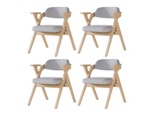 Lot de 6 chaises de salle à manger pliantes 64x67x76 cm, chaises de repas, chaises cuisine, assise confort, bois, lin gris