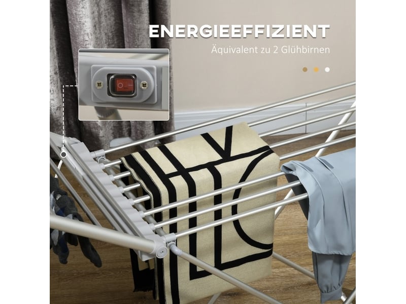  Étendoir à linge chauffant pliable 144x53x91 cm argenté 230 w  - Conforama E