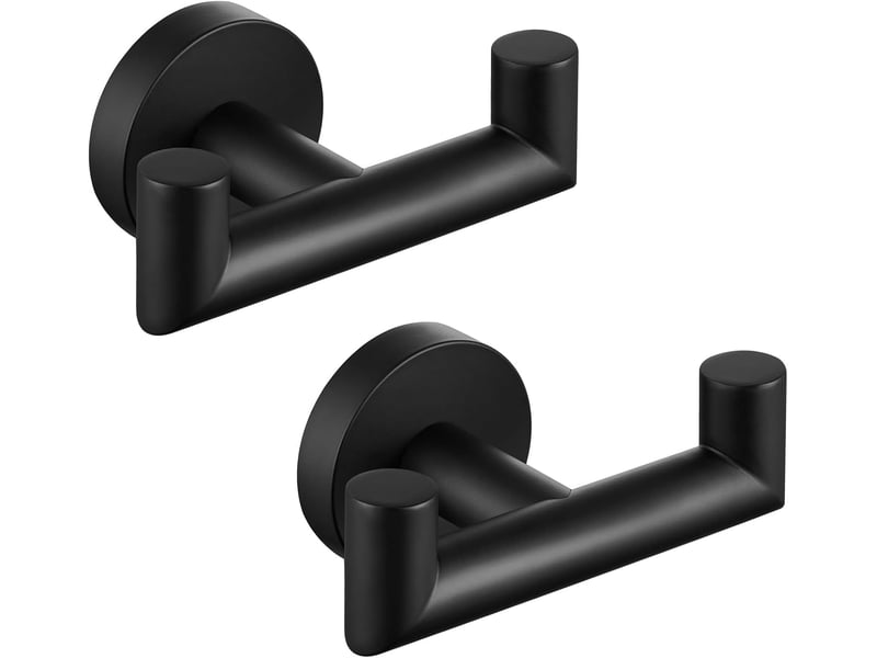 2 pièces double crochet mural de salle de bains, acier inox sus 304 pour peignoir, porte serviette, accroche torchon cuisine, noir - réf. Szpb845942jjzj - Conforama A