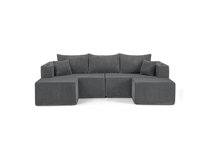  Canapé d'angle modulable 3 places avec ottomans mobiles homvra  - Conforama A