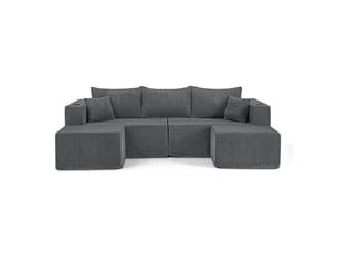 Canapé d'angle modulable 3 places avec ottomans mobiles homvra