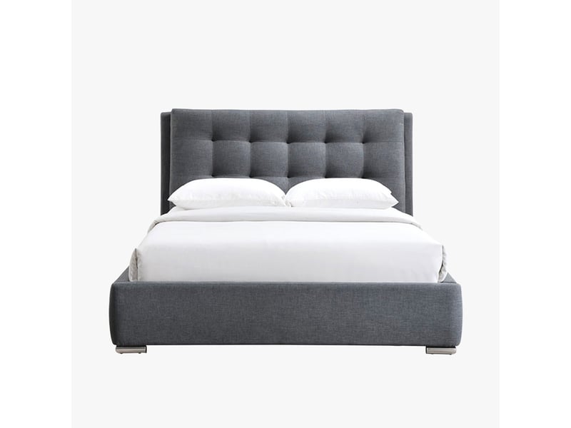  Lit double en tissu gris foncé avec 2 tiroirs 160x200 cm  - Conforama A