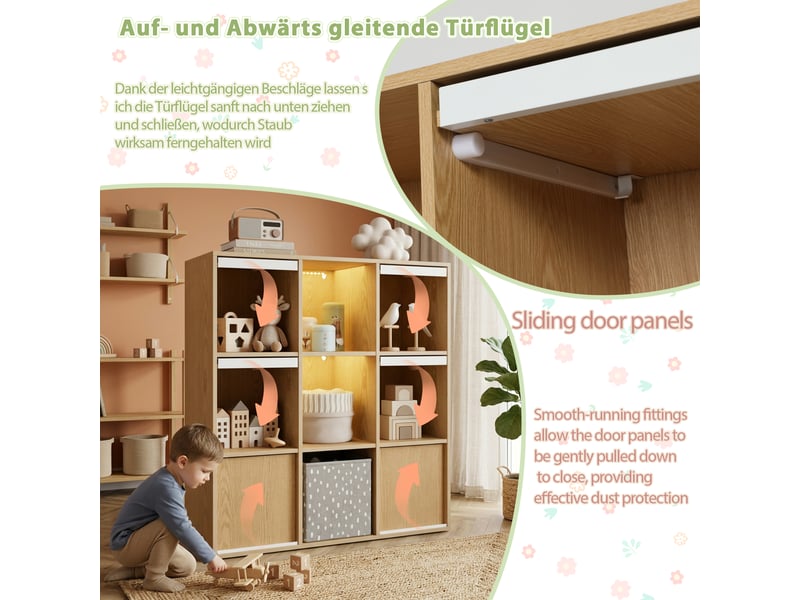 Meuble de rangement enfant - rangements intégrés - structure bois - organisation des jouets - rangement chambre - naturel CozyNest - Conforama E