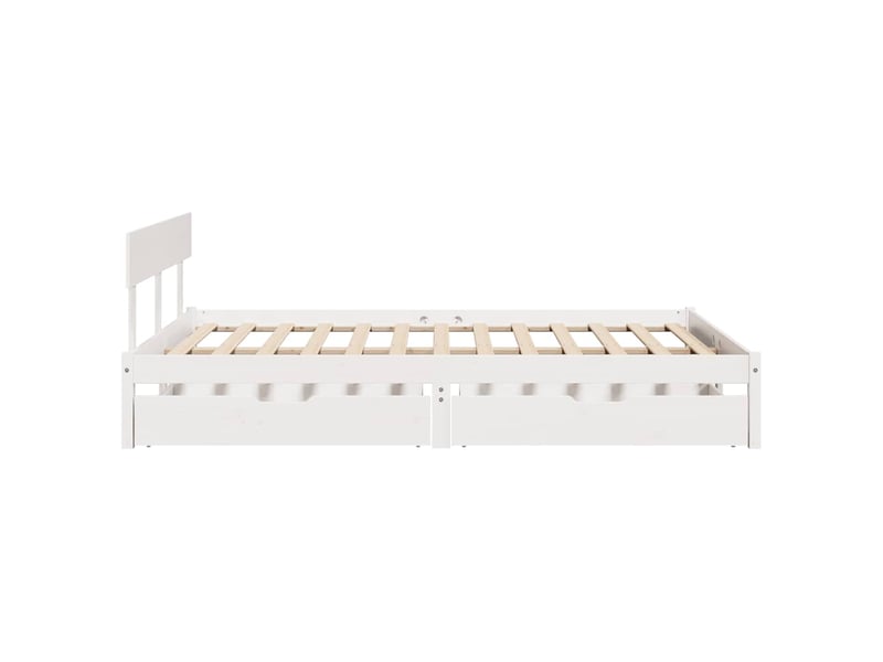  Lit double- lit adulte -  cadre de lit sans matelas blanc 140x190 cm bois de pin massif  - Conforama D