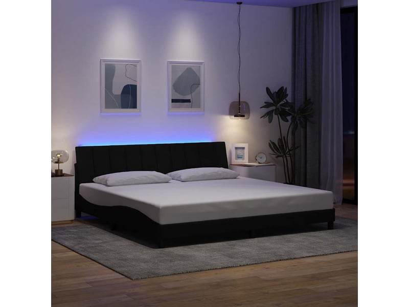  Lit double- lit adulte -  cadre de lit sans matelas hanko noir 200x200 cm tissu  - Conforama C