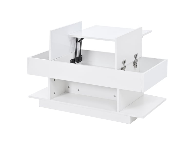  Table basse relevable 98x45x40 cm led panneau de particules blanc  - Conforama A