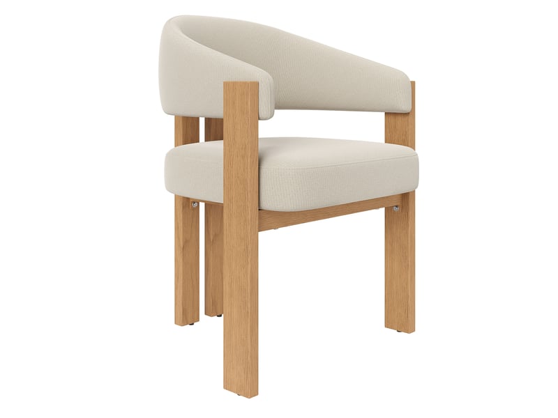  Lot de 2 chaises de salle à manger 49x47x78cm, beige et naturel, métal, effet bois, mobilier de cuisine, rembourrage épais  - Conforama E