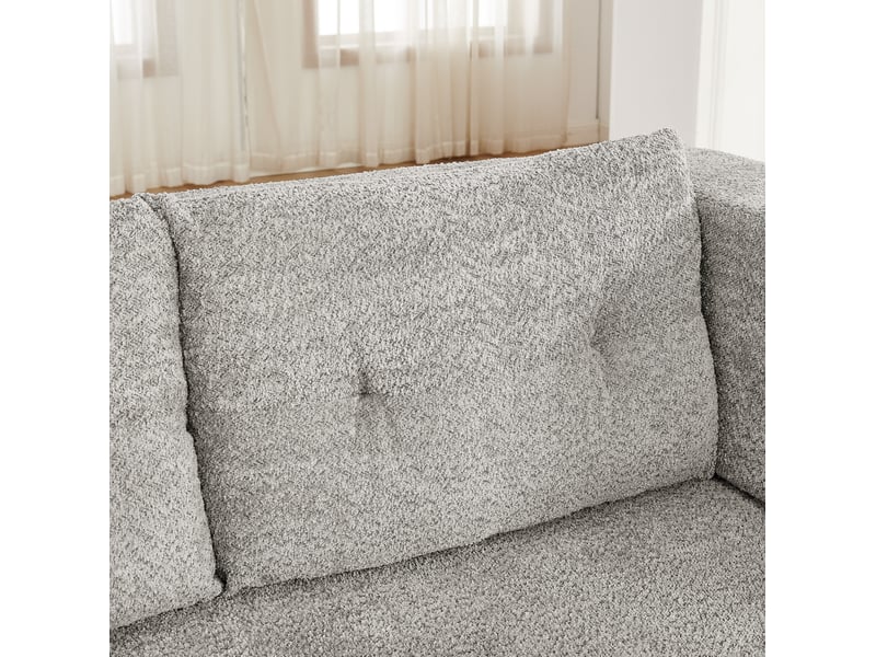  Canapé modulable 3 places convertible 199x194x39 cm en tissu gris clair  - Conforama R