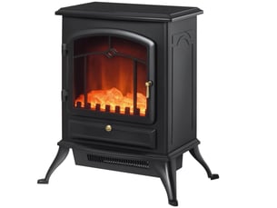 Cheminée électrique à effet de flamme poêle style rétro thermostat 10002000 w anti surchauffe noir