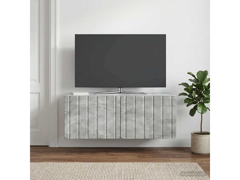  Meuble tv - banc tv - meuble de rangement mural 78,5 x 31 x 30 cm gris béton bois d'ingénierie  - Conforama D