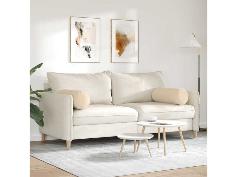  Lot de 2 coussins d'accent, coussins décoratifs, coussins lombaires crème ø 25 x 70 cm tissu en microfibre cf56727  - Conforama D