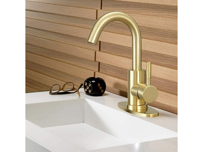  Robinet salle bain, robinet lavabo pivotant à 360°, mitigeur lavabo à bec haut, robinet pour salle de bain ou petite cuisine, doré brossé - doré  - Conforama C