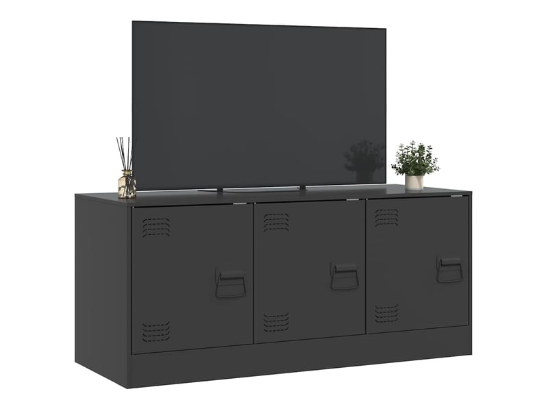  Meuble tv - banc tv - meuble de rangement noir 99x39x44 cm acier  - Conforama E