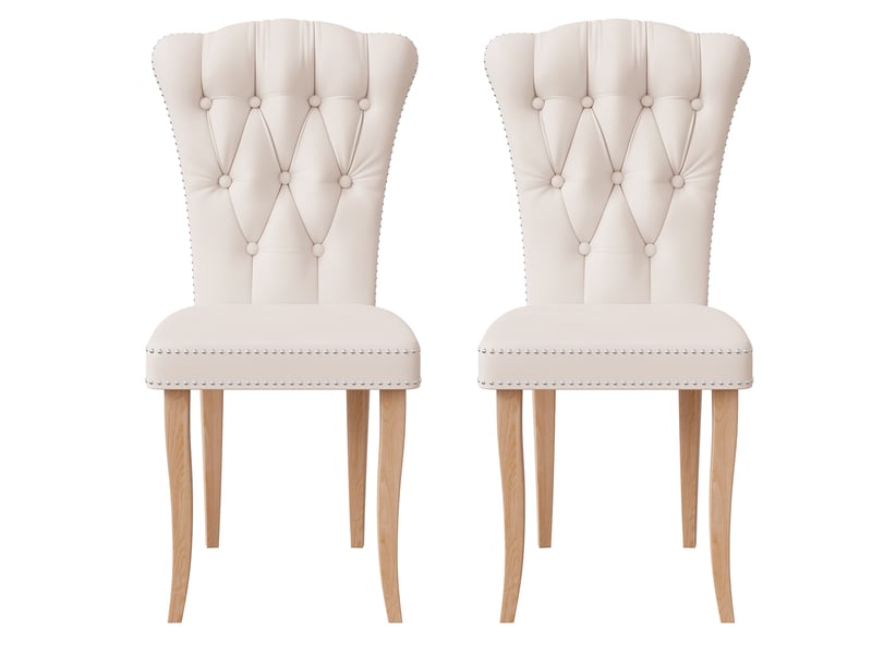 Lot de 2 chaises salle à manger, assise rembourrée en velours avec pieds en bois massif, ergonomie, pour cuisine, salle à manger, salon, chambre à coucher, beige  - Conforama A